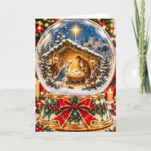 Nativity Snow Globe Christmas Card