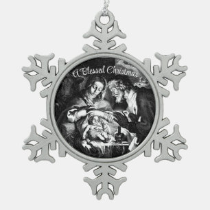 Nativity Snowflake Framed Ornament