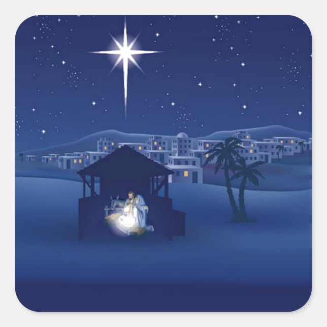 nativity square sticker (Front)