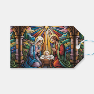 Nativity Stained Glass Art – Holy Family Christmas Gift Tags