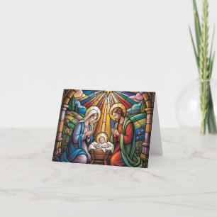Nativity Stained Glass Art – Holy Family Christmas Thank You Card