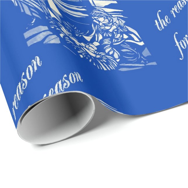 Nativity Stained Glass- Blue Wrapping Paper (Roll Corner)