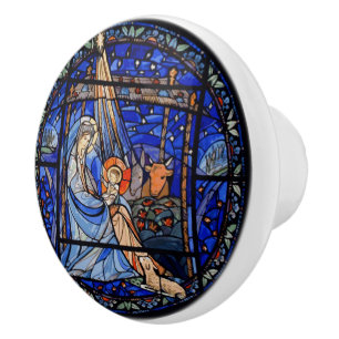 Nativity Stained Glass Ceramic Knob