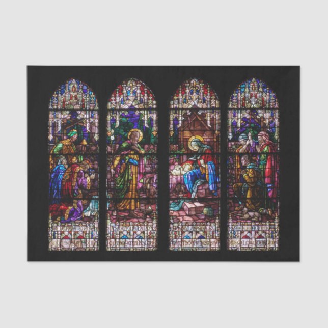 Nativity Stained Glass Christmas Tissue Paper (Front)