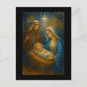 Nativity Stained Glass Mosaic   Holy Family  Postcard