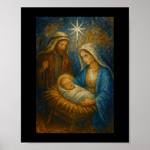 Nativity Stained Glass Mosaic   Holy Family  Poster