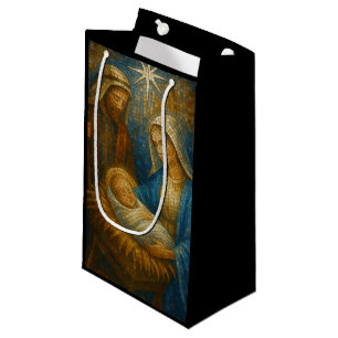 Nativity Stained Glass Mosaic Holy Family Small Gift Bag