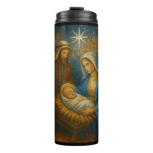 Nativity Stained Glass Mosaic Holy Family Thermal Tumbler