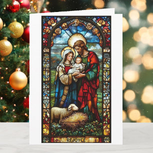 Nativity Stained Glass Signature Photo Christmas Holiday Card