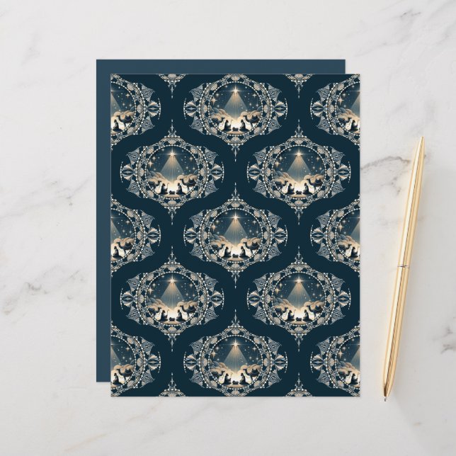 Nativity Star of Wonder Mandala Mid Century Ogee (Front/Back In Situ)