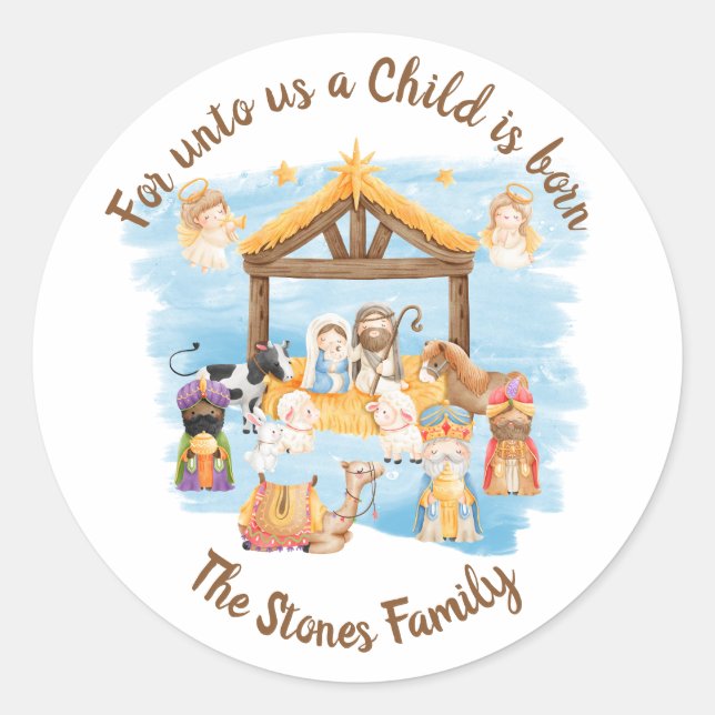 Nativity Stickers (Christmas Holy Family Cute) (Front)