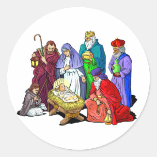 Nativity_Stickers Classic Round Sticker