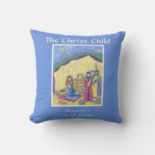 Nativity story Poem front, nativity scene on back  Cushion