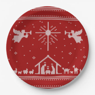 Nativity Ugly Christmas Sweater Christian Jesus Paper Plate