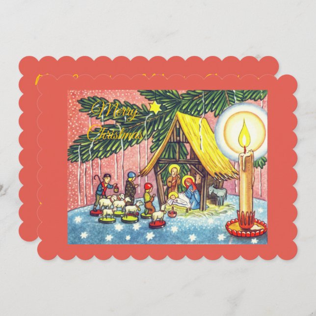 Nativity Under the Christmas Tree Party Invitation (Front/Back)