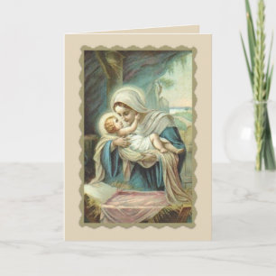 Nativity  Virgin Mary holding Baby Jesus Holiday Card