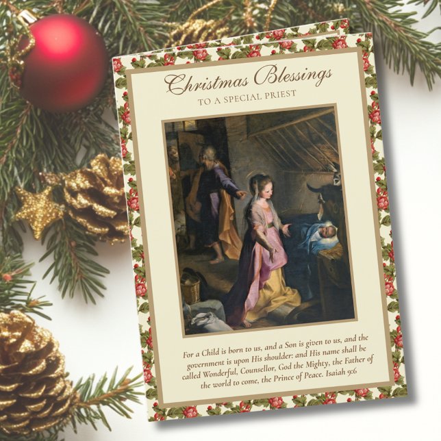 Nativity Virgin Mary Jesus Christmas for Priest Holiday Card (Creator Uploaded)