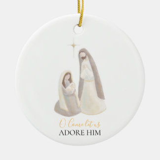 Nativity Watercolor Christmas Ornament