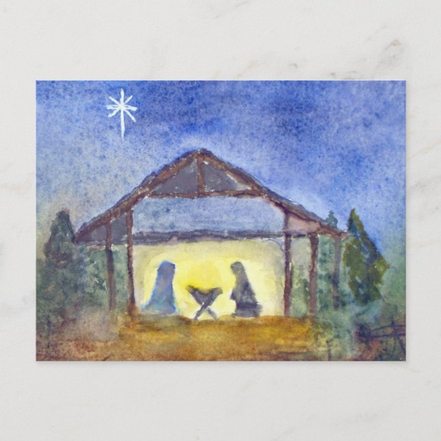 Nativity watercolor postcard (Front)