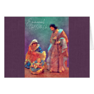 Nativity watercolor style in purple