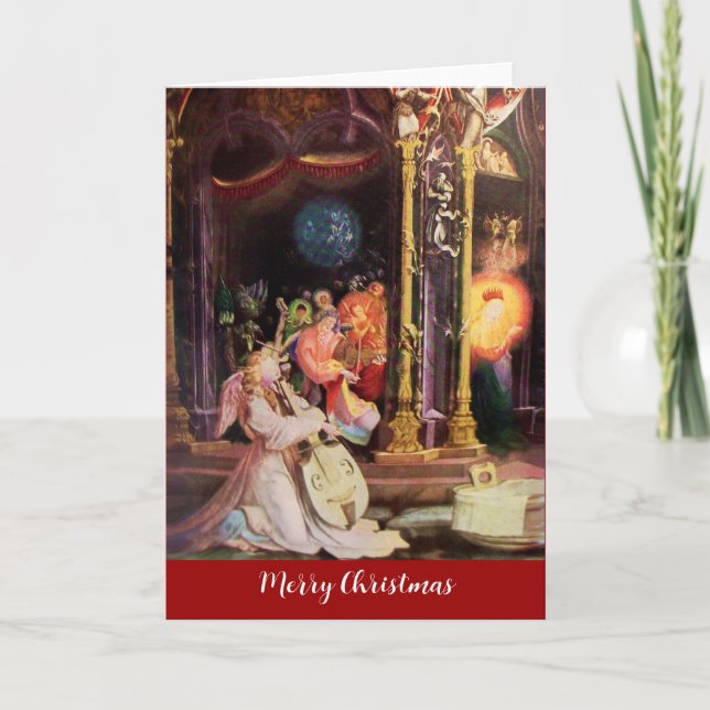 NATIVITY WITH ANGELS - MAGIC OF CHRISTMAS HOLIDAY CARD (Front)