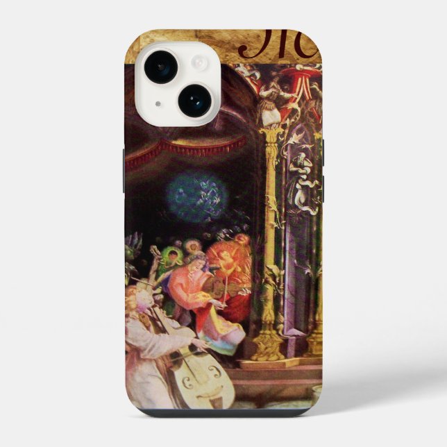 NATIVITY WITH ANGELS - MAGIC OF CHRISTMAS monogram iPhone Case (Back)