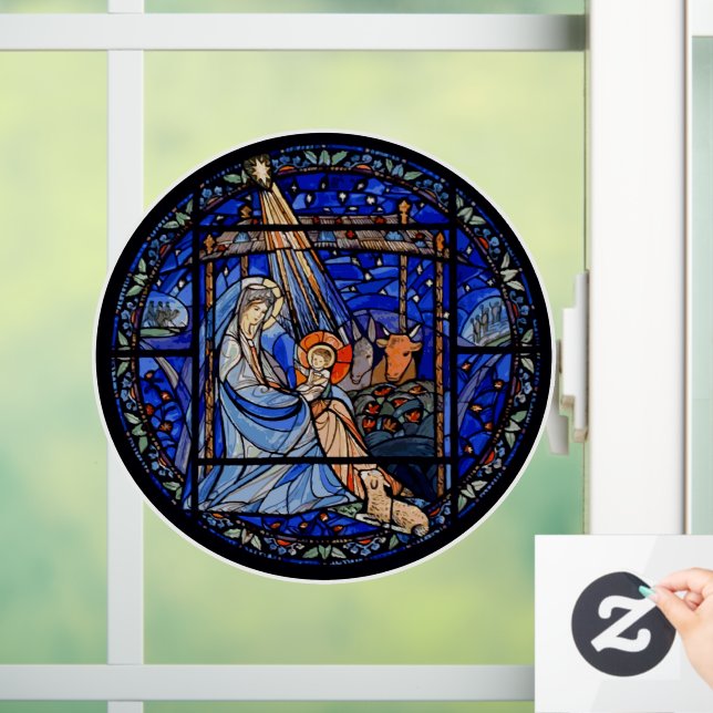 Nativity with Christmas + Date Ceramic Ornament Window Cling (Home)