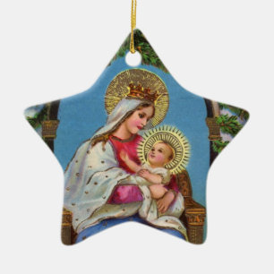 Nativity With Madonna And Child Ceramic Tree Decoration