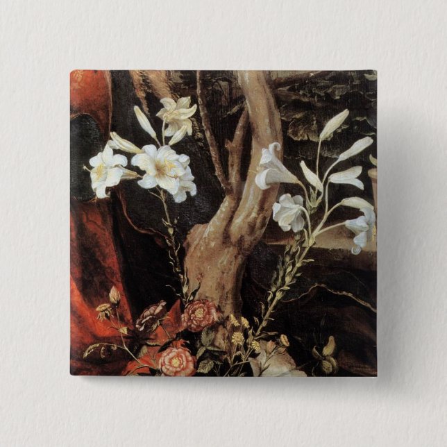 NATIVITY WITH WHITE LILLES - MAGIC OF CHRISTMAS 15 CM SQUARE BADGE (Front)