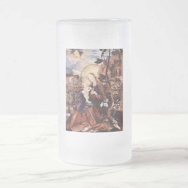 NATIVITY WITH WHITE LILLES - MAGIC OF CHRISTMAS FROSTED GLASS BEER MUG (Center)