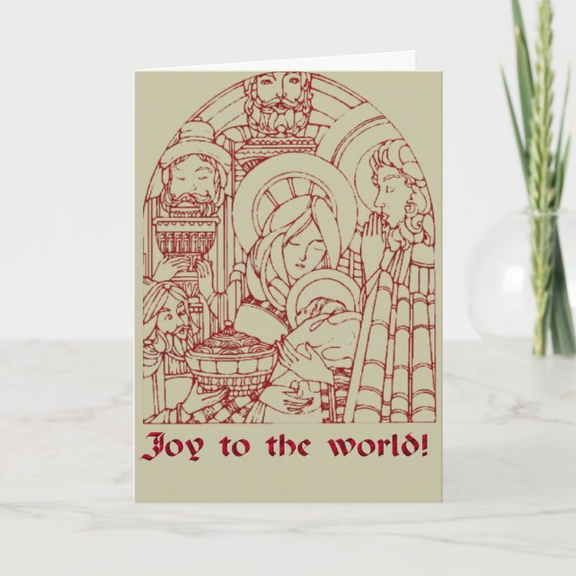 Nativity Woodcut Vintage Christmas Card (Front)