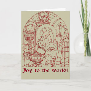 Nativity Woodcut Vintage Christmas Card