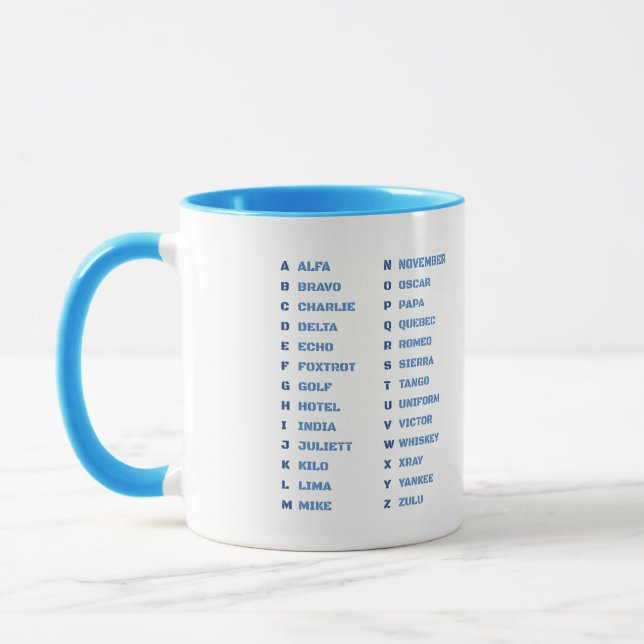NATO A–Z phonetic code chart for tactical training Mug (Left)
