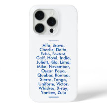 "NATO" phonetic alphabet, Alfa to Zulu
