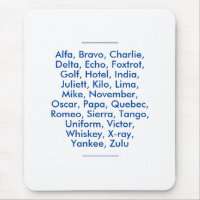 "NATO" phonetic alphabet, Alfa to Zulu