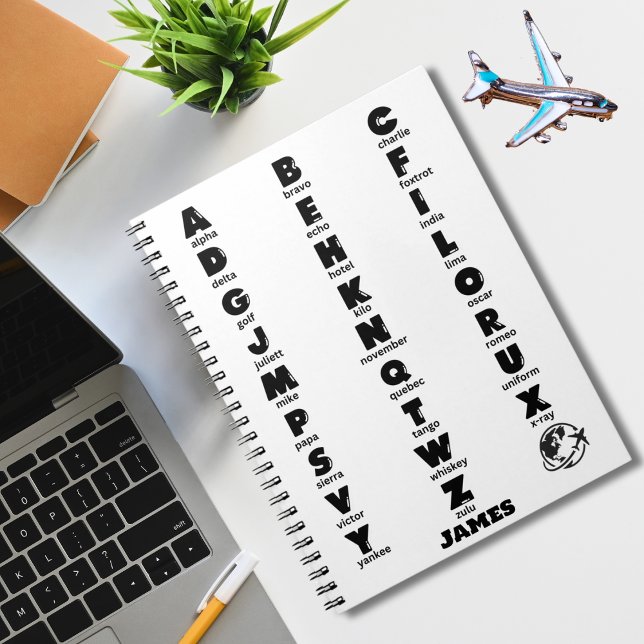 NATO Phonetic Alphabet, Black Letters,Personalised Notebook (Creator Uploaded)