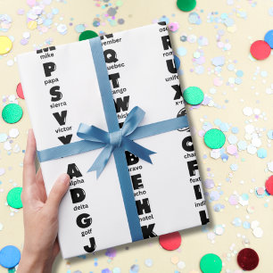 NATO Phonetic Alphabet, Black Letters Wrapping Paper