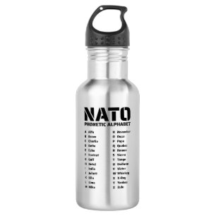 NATO Phonetic Alphabet Code 532 Ml Water Bottle