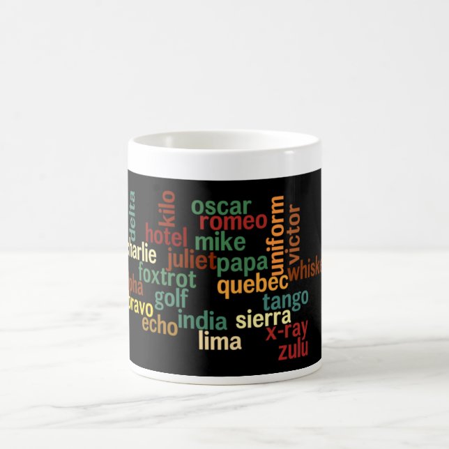 NATO Phonetic Alphabet (Dark Background) Coffee Mug (Center)