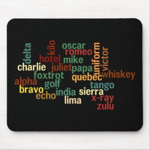 NATO Phonetic Alphabet (Dark Background) Mouse Mat