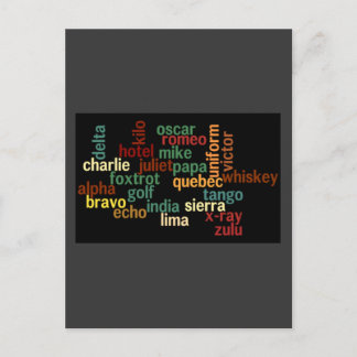 NATO Phonetic Alphabet (Dark Background) Postcard