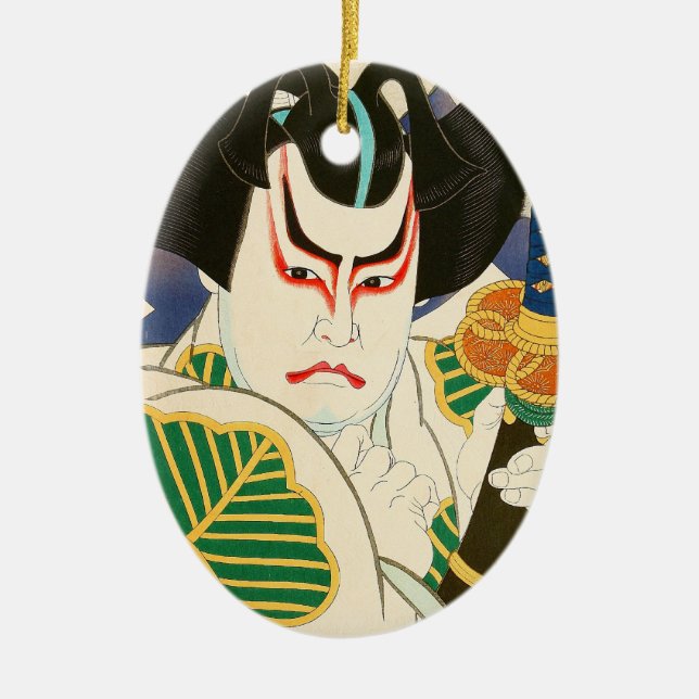 Natori Shunsen Bando Hikosaburo Thirty-six Kabuki Ceramic Tree Decoration (Front)