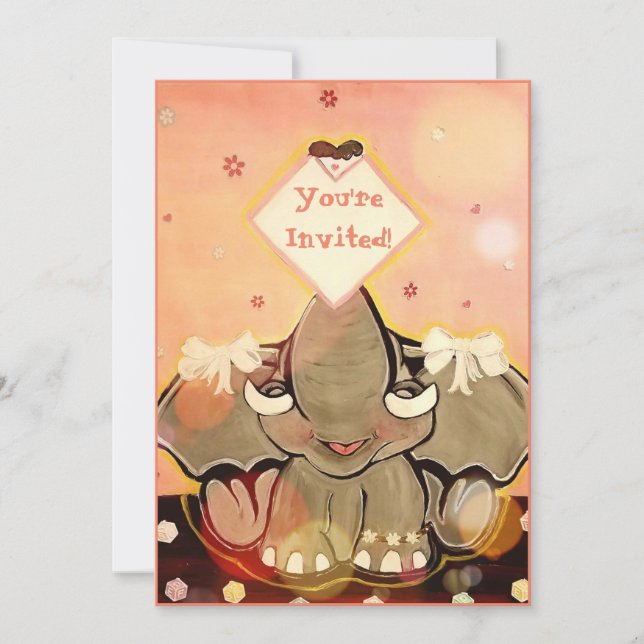 Natosha, The Elephant Party Invitations (Front)