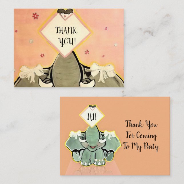 Natosha, The Elephant Speller Thank You  Enclosure Card (Front/Back)