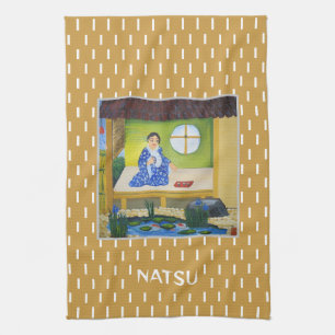 Natsu Japanese Summer season Art Tea Towel