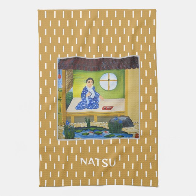 Natsu Japanese Summer season Art Tea Towel (Vertical)