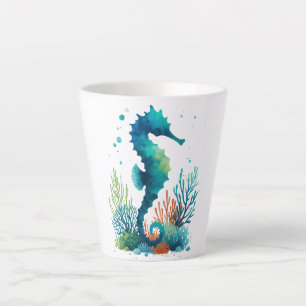 natuical/beach/coastal seahorse art latte mug