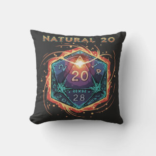 Natural 20 Flaming D20 Dice Epic D&D Critical Cushion