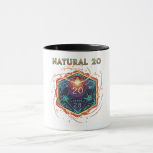 Natural 20 Flaming D20 Dice   Epic D&D Critical   Mug