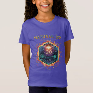Natural 20 Flaming D20 Dice Epic D&D Critical T-Shirt